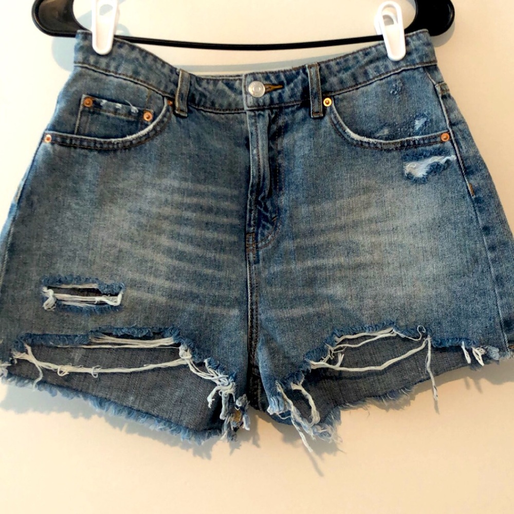 High waist cutoff denim shorts